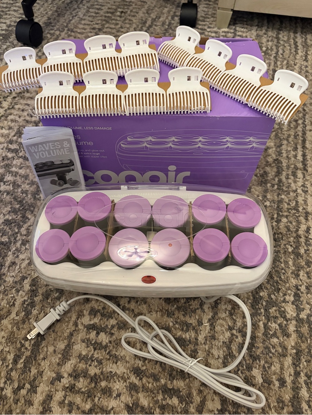 Conair Ceramic Hot Rollers, 1 3/4" & 1 1/2" Rollers, Lavender, 12 Count